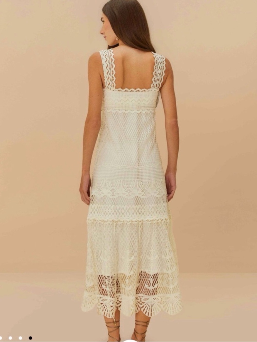$348 FARM RIO Nautical Guipure Maxi Dress lace off white NWT size Small - Picture 2 of 4